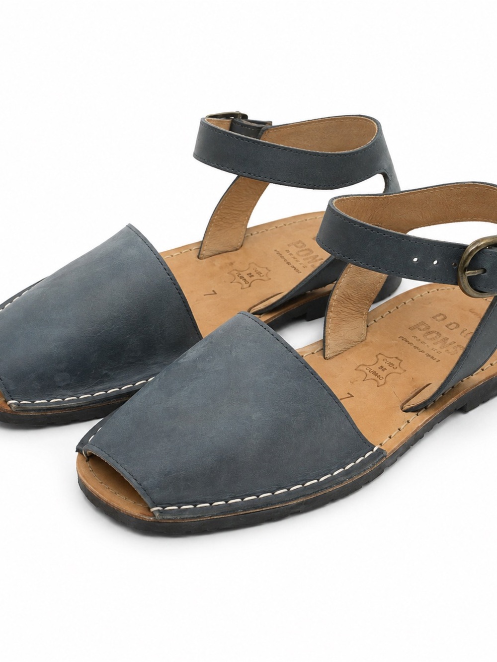 PONS Menorca French Blue Leather Avarca Ankle Strap Sandals Women’s Size 7